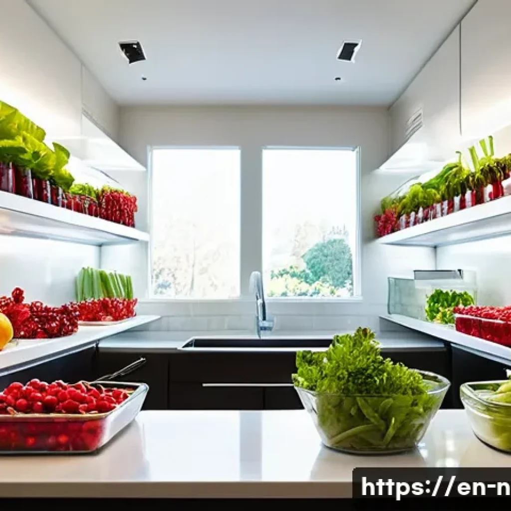 영양사와 식품 보존 기술 - **"Mastering the Art of Longevity: The Organized Kitchen"**
A bright, clean, and modern kitchen ...
